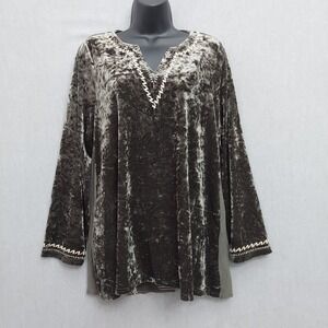 Andree by UNIT‎ Velvet Tunic S Green Embroidered Boho Whimsigoth Fairy Grunge
